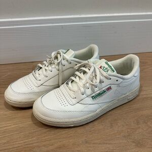 Reebok Kids White Sneakers with Green Logo